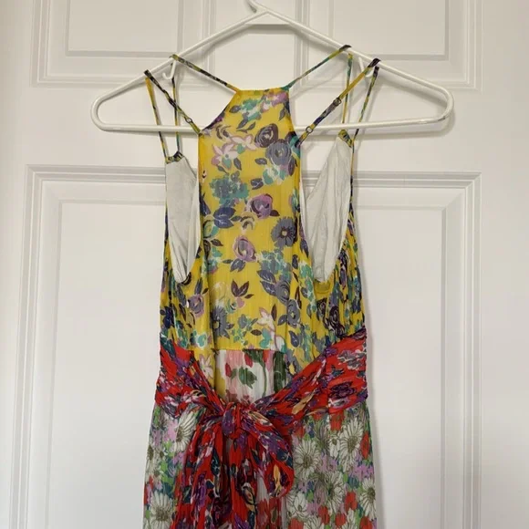 Anthropologie Yellow Ruched Tie Front Sundress - Picture 4 of 6